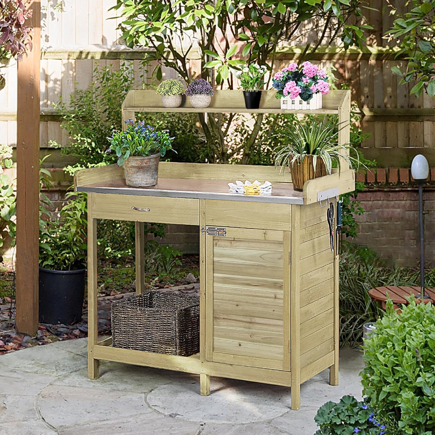 Outdoor Potting Bench Table, G - Woodworking Product ulasan dan harga