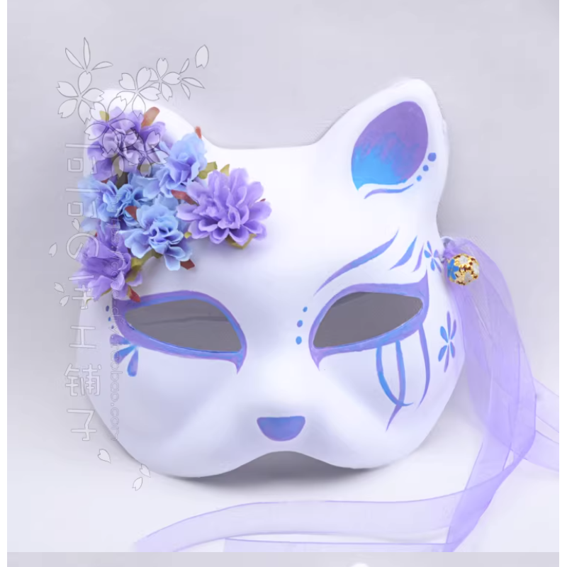 Antique Hanfu Fox Cat Mask Han - Woodworking Mask ulasan dan harga