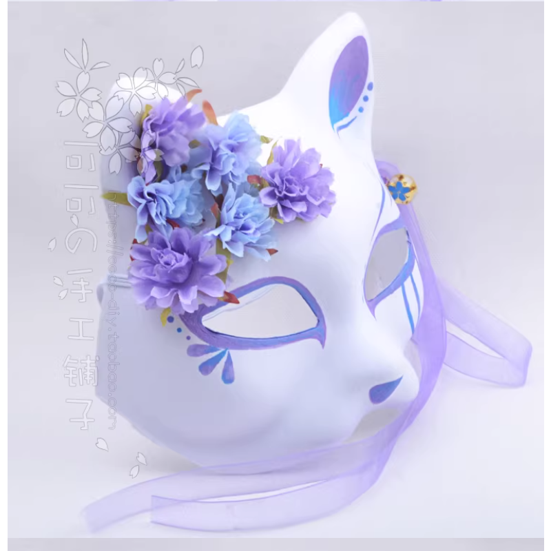 Antique Hanfu Fox Cat Mask Han - Woodworking Mask ulasan dan harga